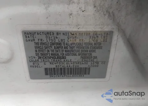 2016 Nissan Versa 1.6 S from USA, damaged, VIN 3N1CN7AP4GL855383